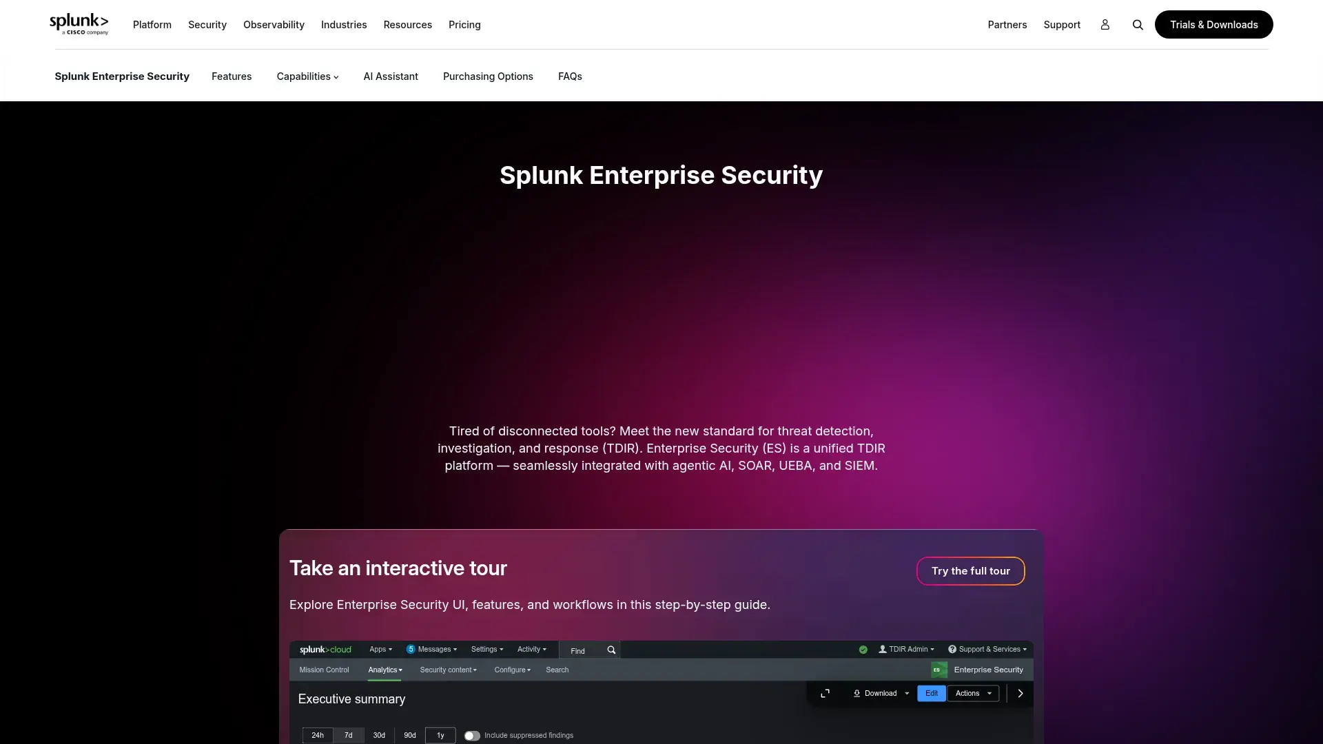 Splunk Enterprise Security UEBA SIEM product overview